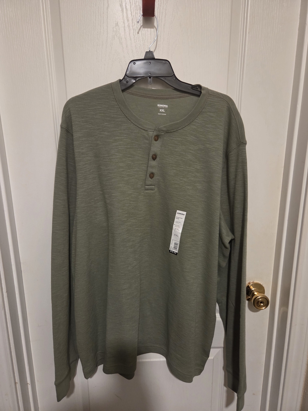 Sonoma Olive Green Long-Sleeve Henley Shirt